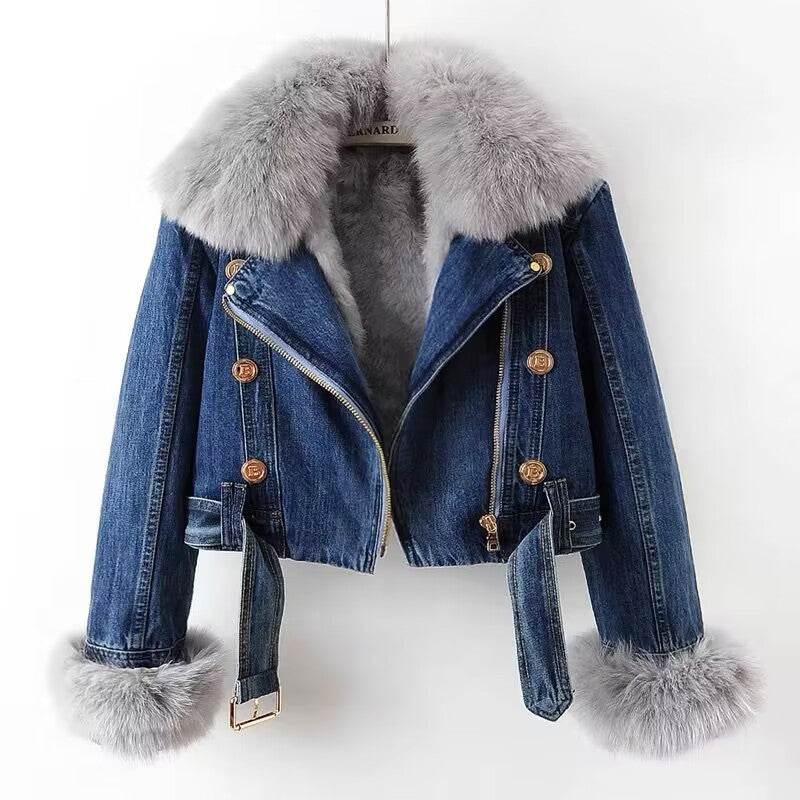 Veste en Jean avec Doublure en Fourrure - ElyGlam