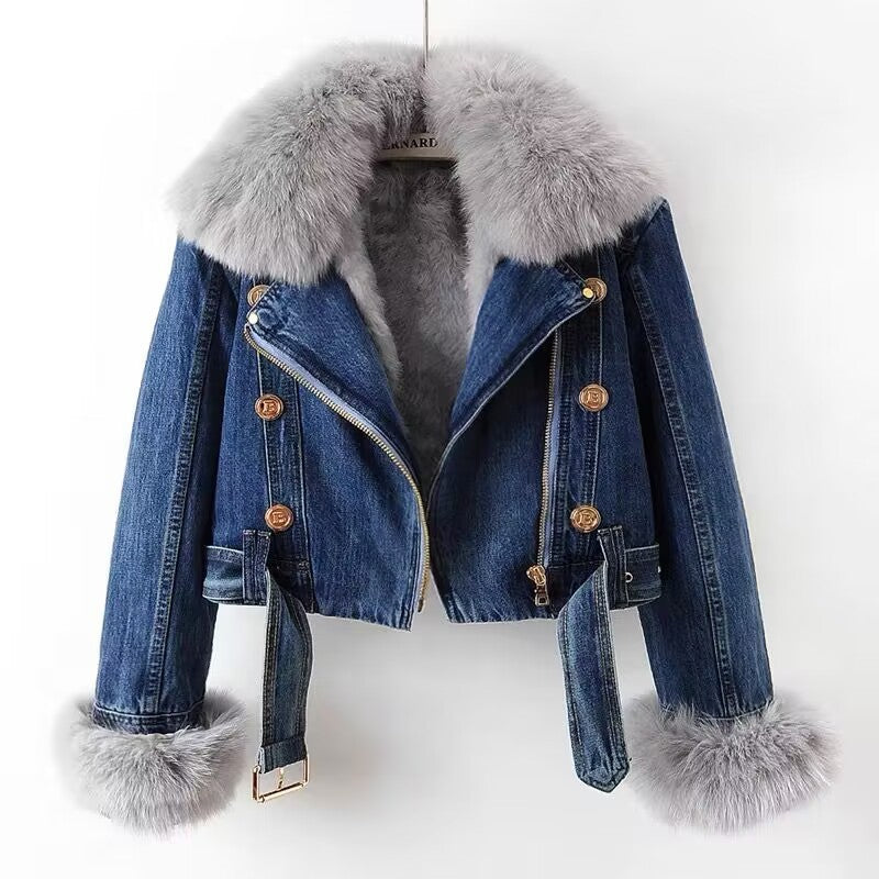 Veste en Jean avec Doublure en Fourrure