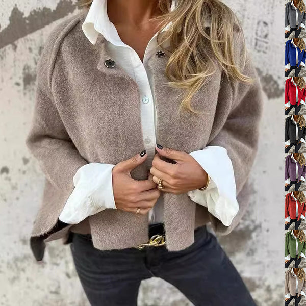 Women's Batwing Sleeve Cardigan - Trendy Cropped Cashmere Jacket for Autumn Winter