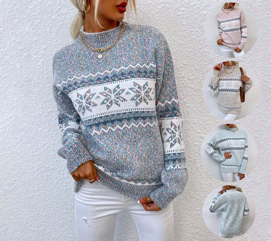 Pull Flocon à Col Montant - ElyGlam