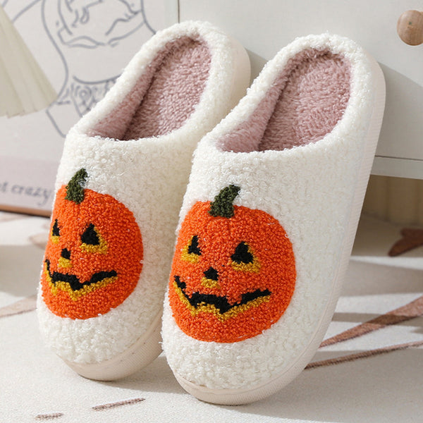 Halloween Pumpkin Slippers - Cozy Winter Indoor Shoes for Couples | Cartoon House Slippers