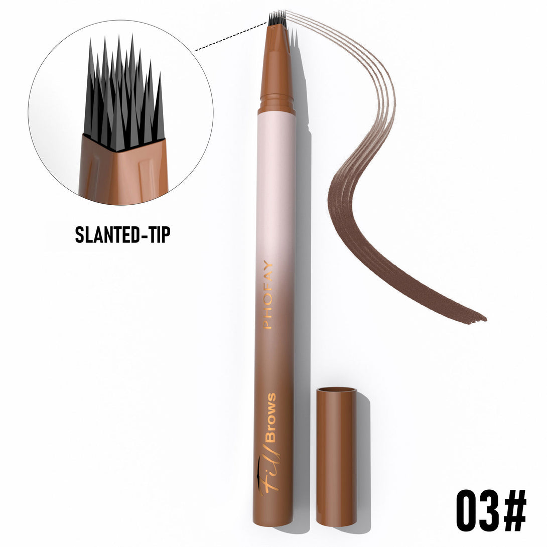 Eyebrow pen with slanted tip and brown color on a white background