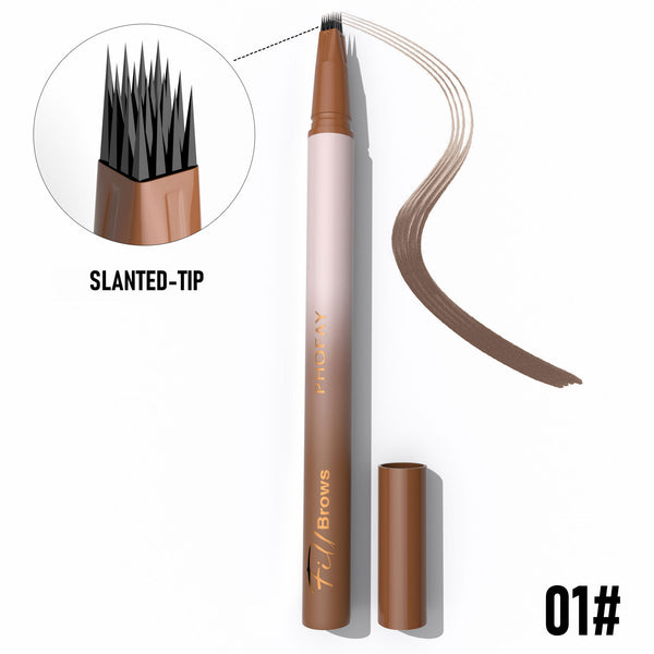 Eyebrow pen with slanted tip and visible color swatch on a white background