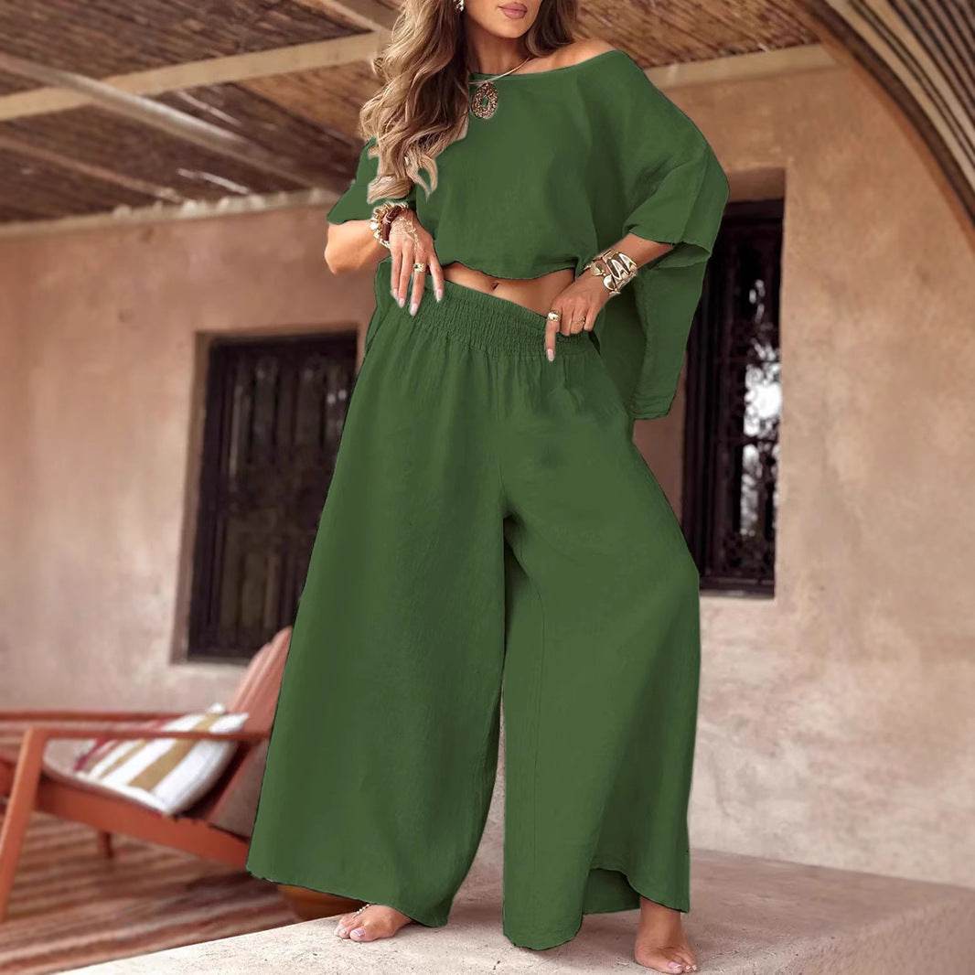 CozyLuxe 2-Piece Set – Flowy Summer Outfit for Effortless Chic - ElyGlam