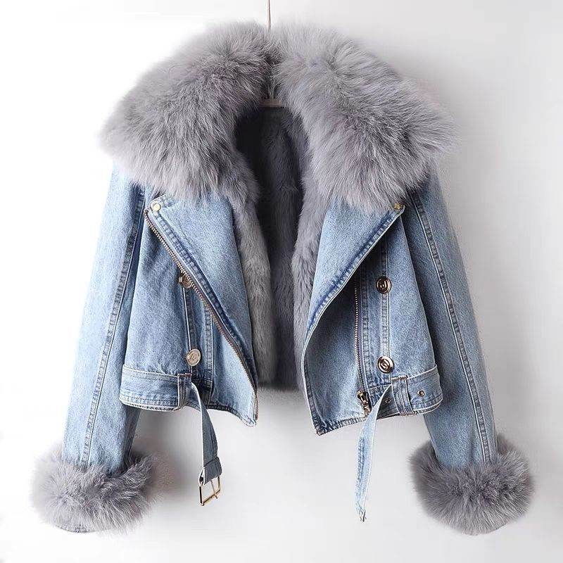 Veste en Jean avec Doublure en Fourrure - ElyGlam