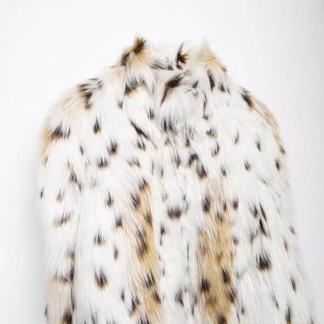 Manteau Court en Fourrure à Motif Léopard - ElyGlam