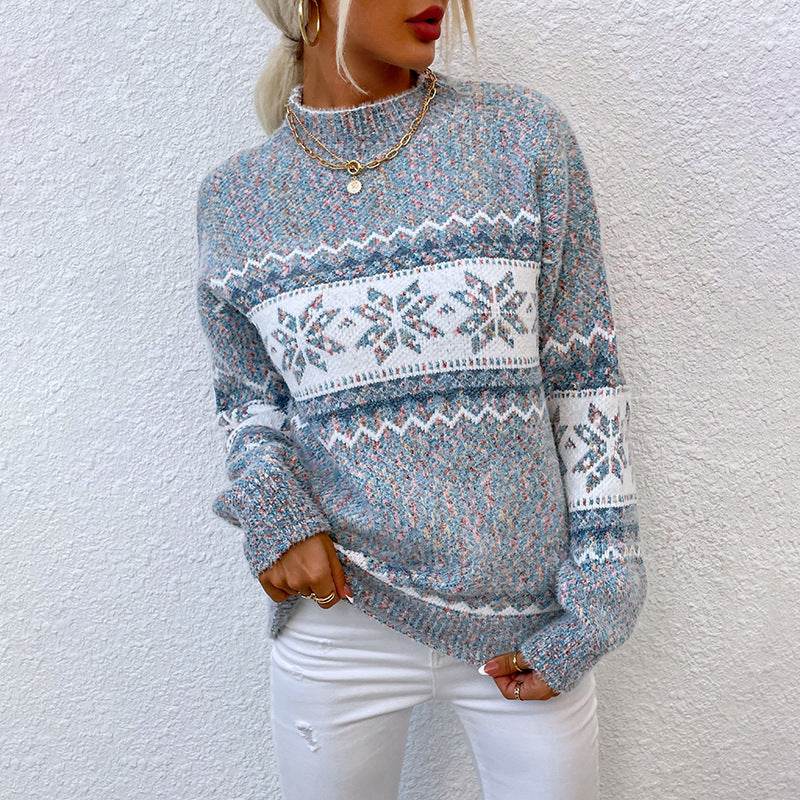 Pull Flocon à Col Montant - ElyGlam