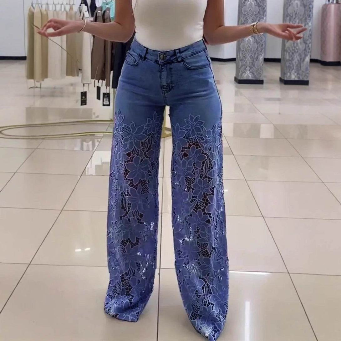 LaceDream™ Wide-Leg Jeans - ElyGlam