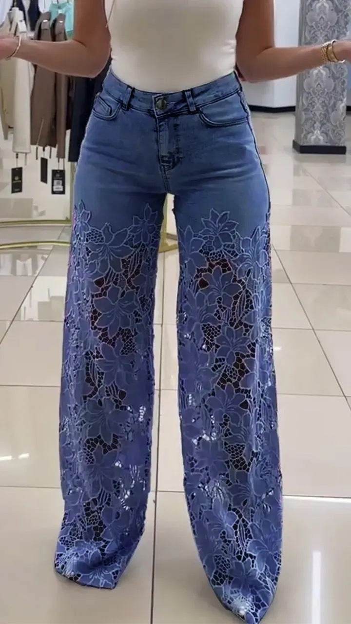 LaceDream™ Wide-Leg Jeans - ElyGlam