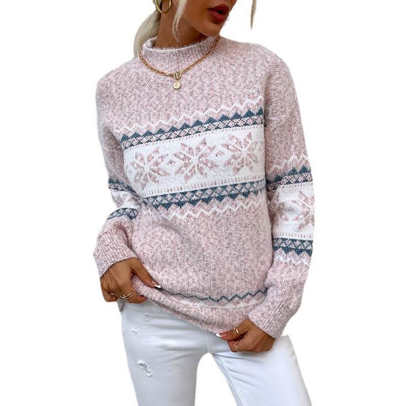 Pull Flocon à Col Montant - ElyGlam