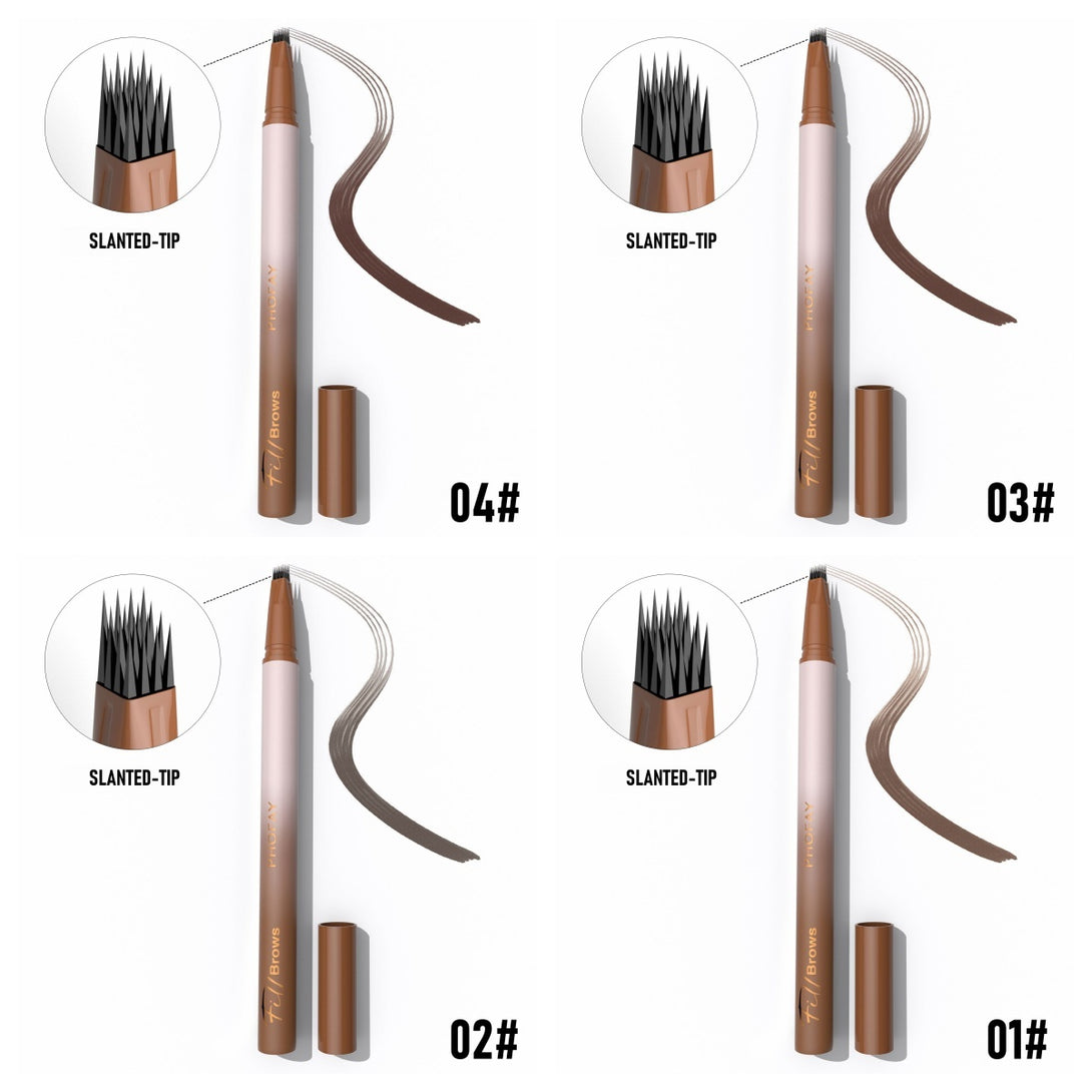 Eyebrow pencils with slanted tips on a white background