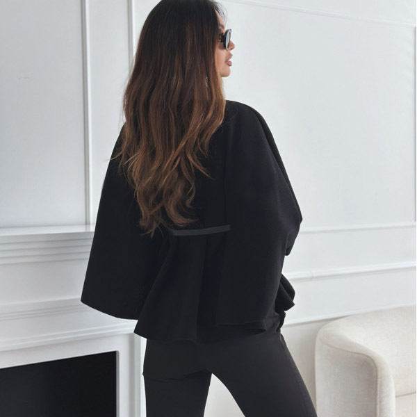 Cape à Col Montant avec Ceinture - ElyGlam