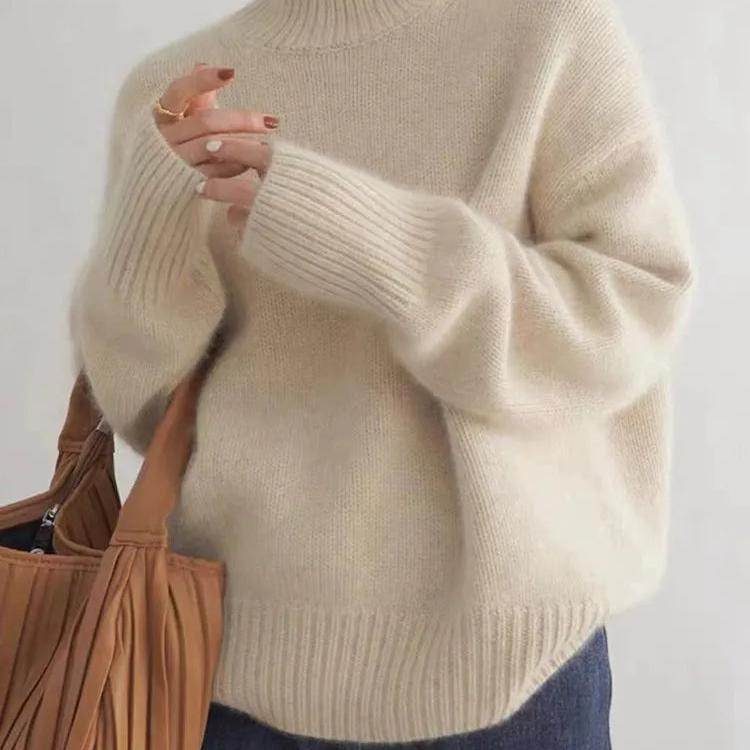 Pull Col Roulé Oversize en Cachemire - ElyGlam