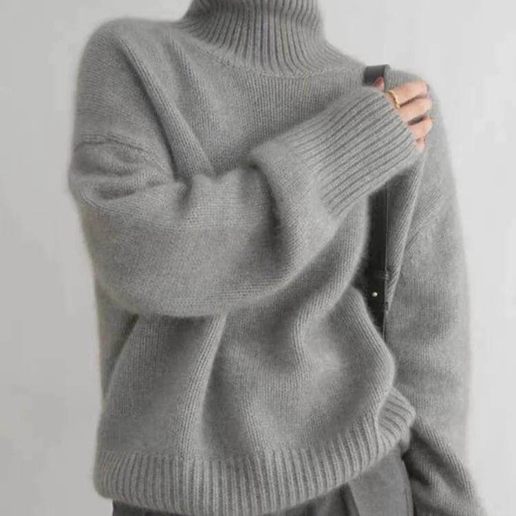 Pull Col Roulé Oversize en Cachemire - ElyGlam