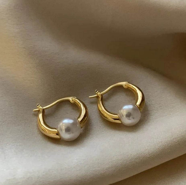 Pearl Elegance Hoops - ElyGlam