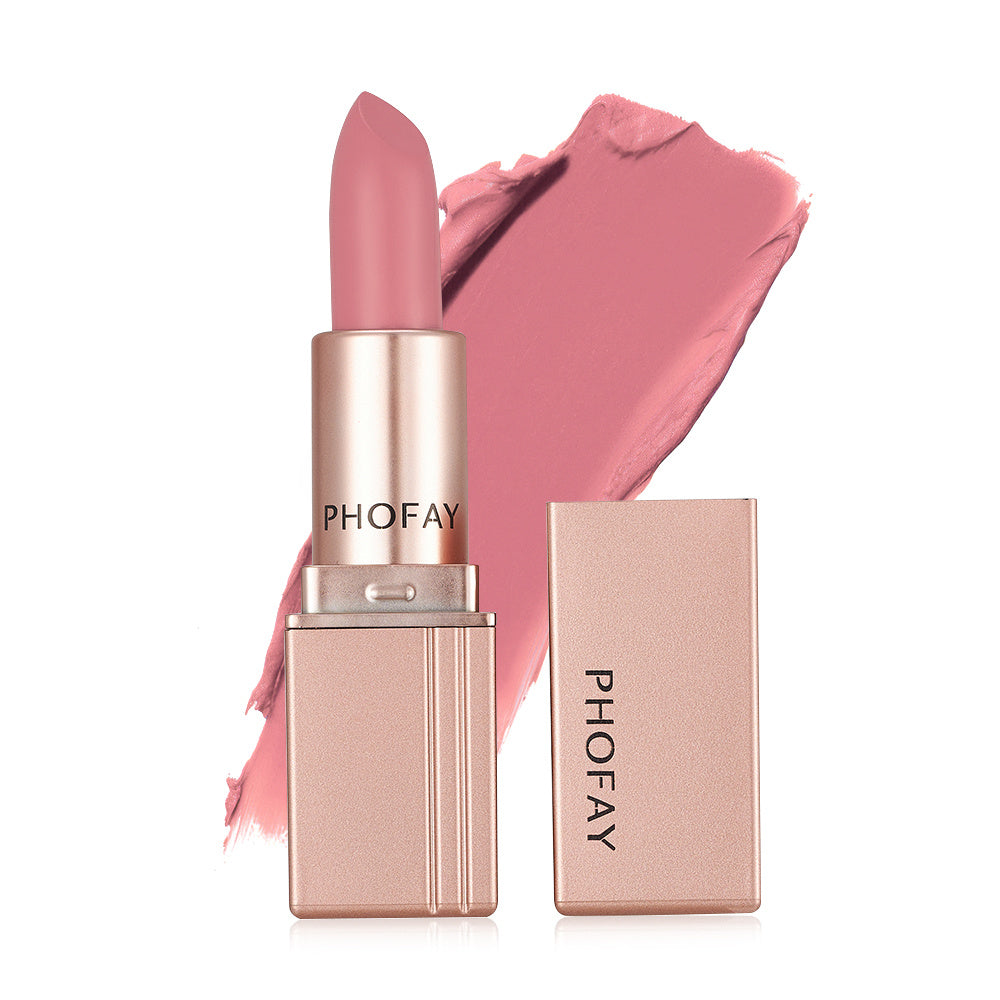 Pink lipstick with PHOFAY branding on a white background
