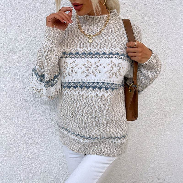 Pull Flocon à Col Montant - ElyGlam