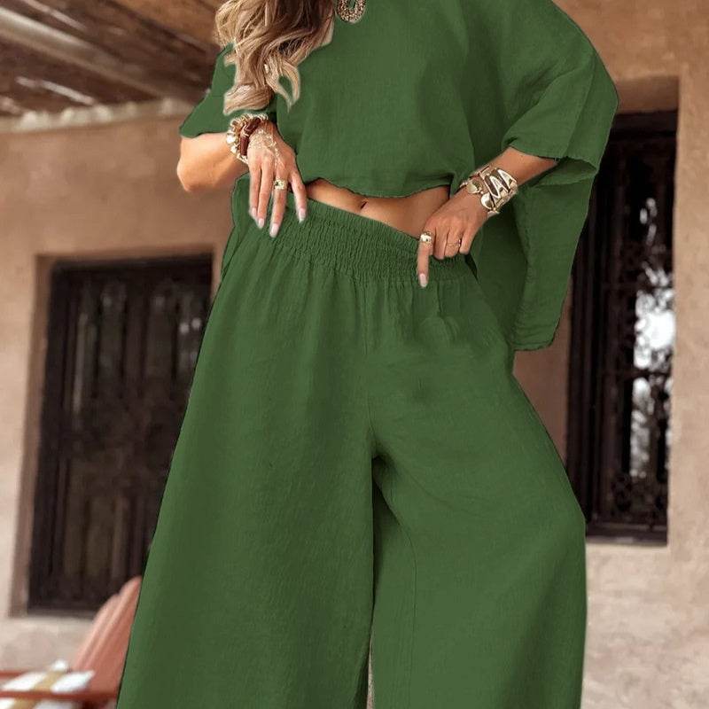 CozyLuxe 2-Piece Set – Flowy Summer Outfit for Effortless Chic - ElyGlam