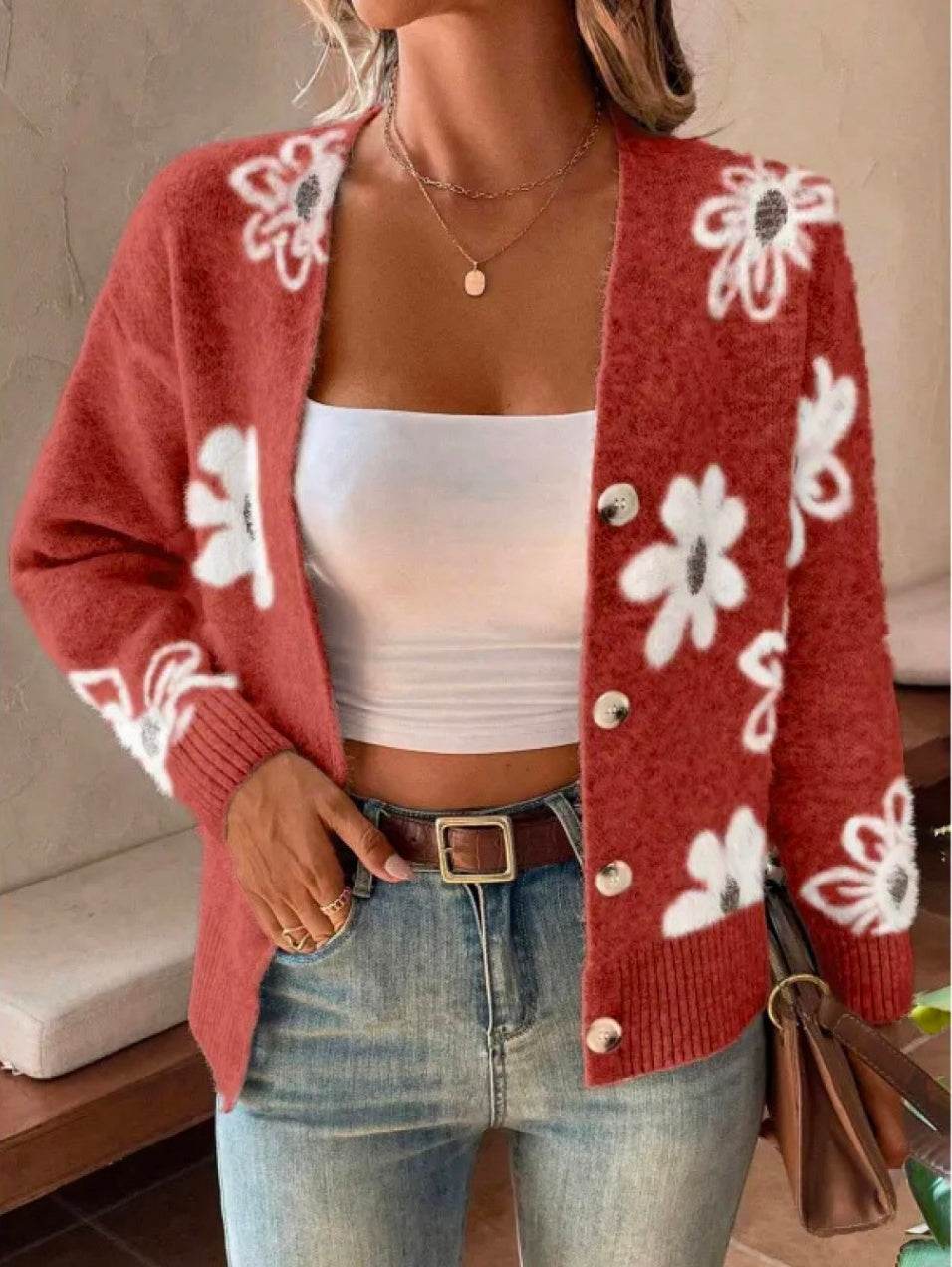 Cardigan imprimé floral - ElyGlam