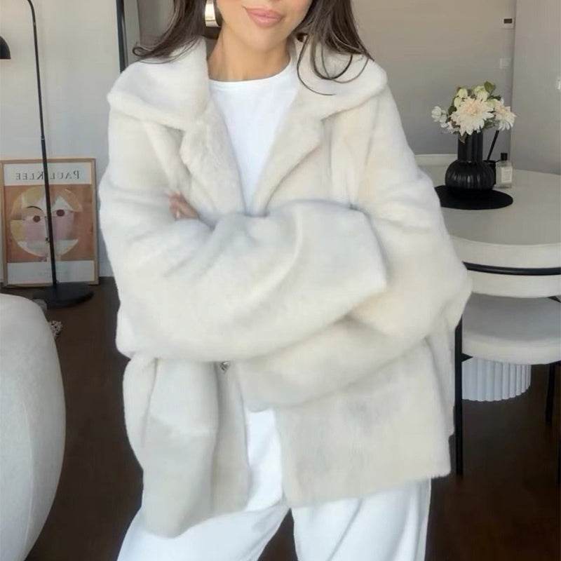 Manteau Court Fausse Fourrure - ElyGlam