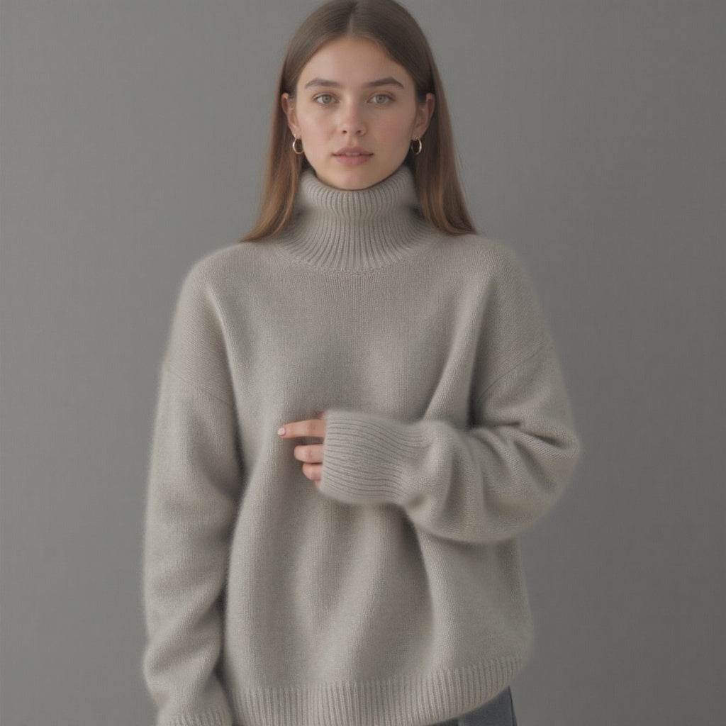 Pull Col Roulé Oversize en Cachemire - ElyGlam
