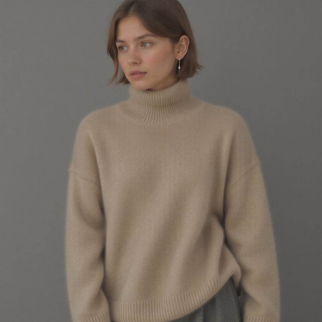 Pull Col Roulé Oversize en Cachemire - ElyGlam