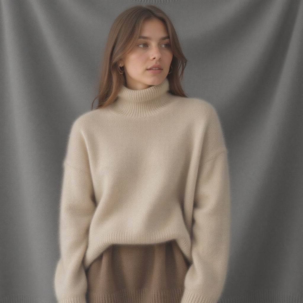 Pull Col Roulé Oversize en Cachemire - ElyGlam