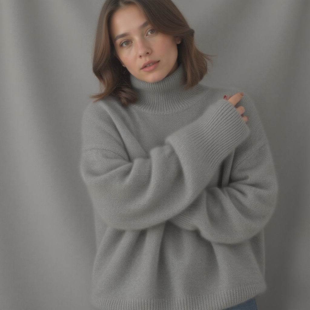 Pull Col Roulé Oversize en Cachemire - ElyGlam