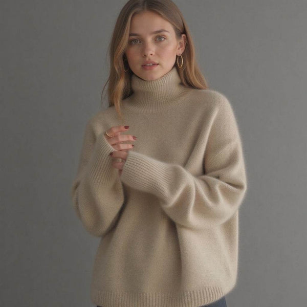 Pull Col Roulé Oversize en Cachemire - ElyGlam
