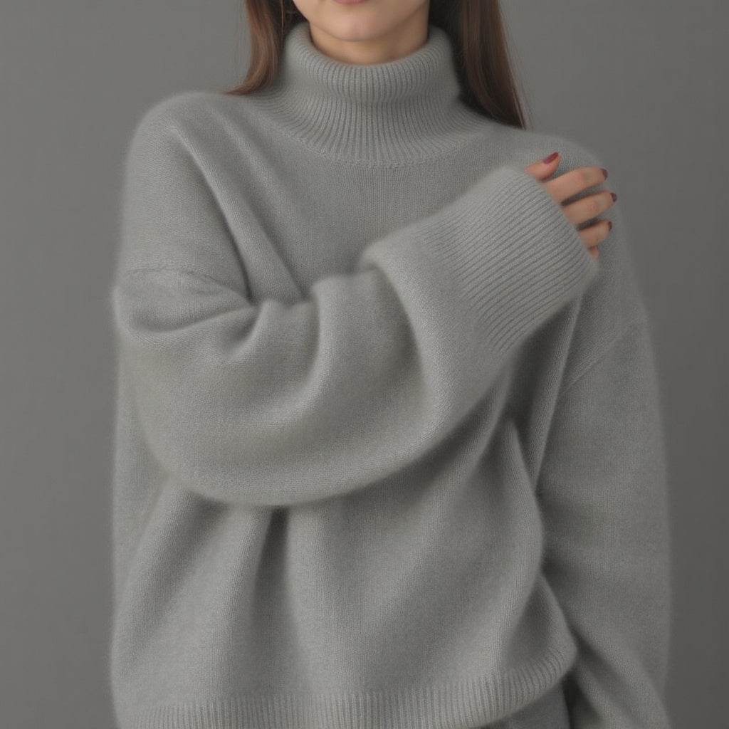 Pull Col Roulé Oversize en Cachemire - ElyGlam